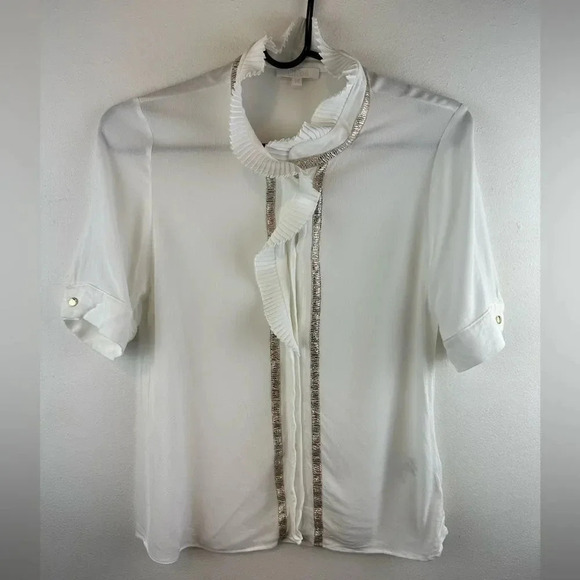 CHLOÉ KIDS RUFFLE-COLLAR BLOUSE WHITE Sz 14 - Picture 6 of 16